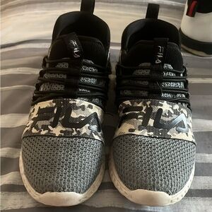 Fila Black and Gray Sneakers with Camouflage Design